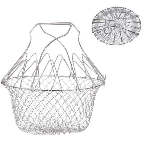 Frying Basket, Salad Basket, Stainless Steel Kitchen Strainer, Expandable Frying Basket, Chef Kitchen Basket