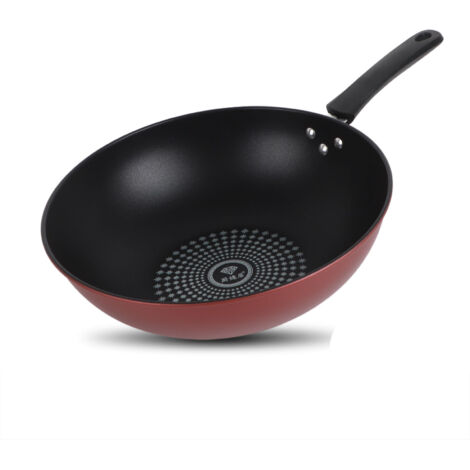 Frying Pan Flat Bottom Cooking Wok Cast Iron Kitchen Ware with Handle for Soup Stew 28cm / 11.02in