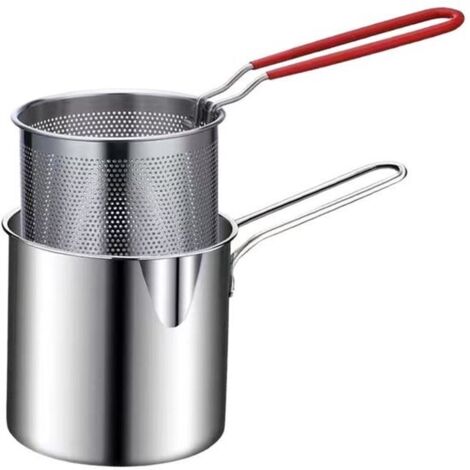 Frying Pan - Frying Pan Set - Stainless Steel Strainer Frying Pan - Portable Stainless Steel Frying Pan - Stainless Steel Lid - Mini Shrimp Fryer - Small Frying Bag for Home Kitchens