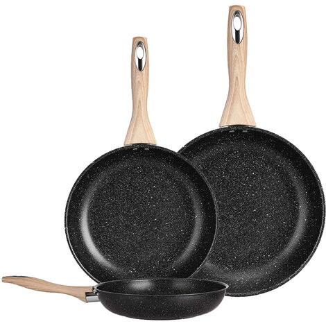 Frying Pan Set, Nonstick Skillet Made of Thick 410 Stainless Steel with Induction Compatible Bottom