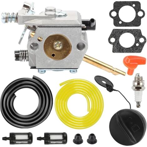 FS66 WT-45 Carburateur pour Stihl FS86 FS48 FS52 FS56 FS62 FS81 FS106 Débroussailleuse Remplace WT-45-1 WT-45A 4126 120 0610, avec Joint Bougie d'allumage Bouchon de Carburant