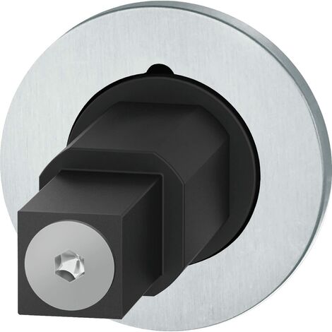 FSB 0 15 1720 08501 6204 - Rosetta per porta, rotonda, adattatore con rosetta per maniglia, spessore porta 39-48 mm, in acciaio inox nero opaco, argento