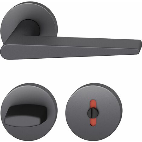 FSB Drückergarnitur 12 1005 ASL auf Rosette WC - Aluminium schwarz matt
