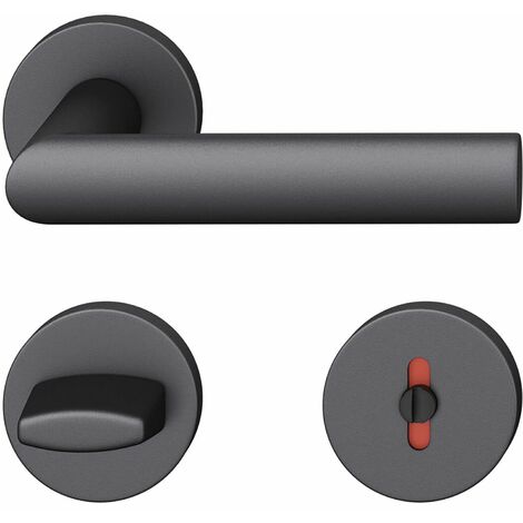 FSB Drückergarnitur 12 1108 ASL auf Rosette WC DIN, Aluminium schwarz matt