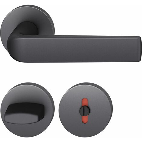 FSB Drückergarnitur 12 1267 ASL auf Rosette WC DIN, Aluminium schwarz matt