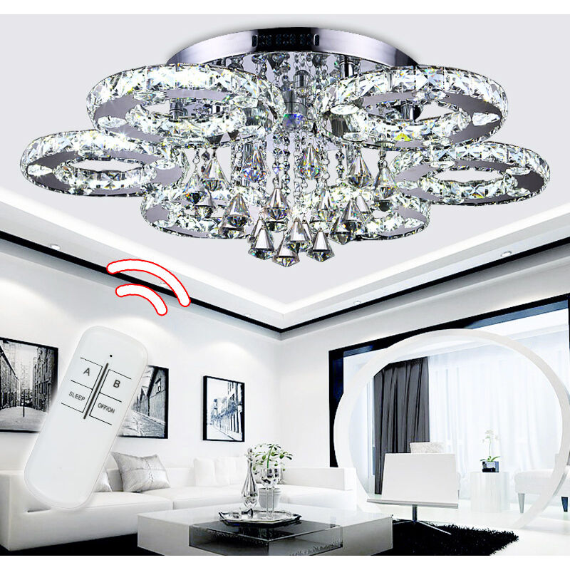 fsders 88W LED Kristall Deckenleuchte Deckenlampe Modern Kronleuchter Pendelleuchte Hängeleuchte Energie Sparen einstellbar für Wohnzimmer Küchen