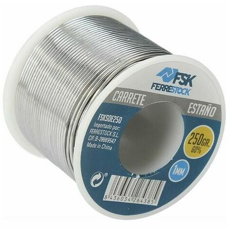 FSKSOE250 Bobine de fil d'étain pour soudage souple 250 g, diamètre 1 mm, 60% étain pour soudeurs électriques