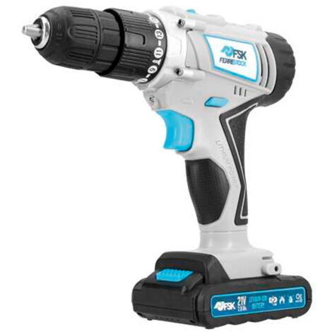Taladro atornillador y perforador inalámbrico, batería litio 21V de 1.3Ah,  velocidad 1500rpm, con batería, cargador y maletín incluidos - Greencut  TD210L