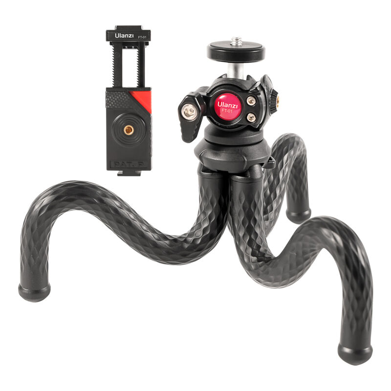 Lifcausal - FT-01 Support de trépied flexible Octopus avec rotule rotative à 360 ° Support de téléphone à vis 1/4 pouce Capacité de charge de 2 kg