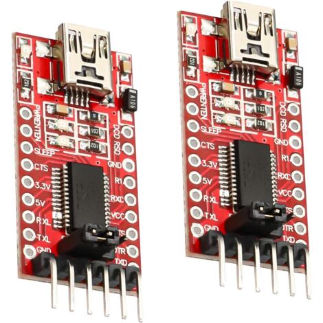 FTDI 232RL Mini USB vers TTL Adaptateur, 3,3 V 5 V FTDI 232RL Adaptateur USB vers TTL série Module Compatible avec Arduino(2 PCS