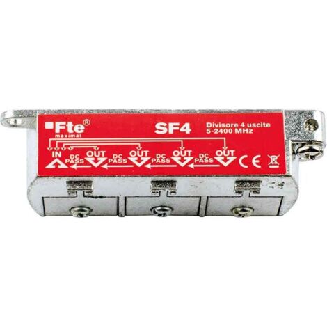 FTE TV-Verteiler für TDT und Satelliten-Digitalfernsehen 4 Ausgänge 8 dB 5-2400 MHz SF4