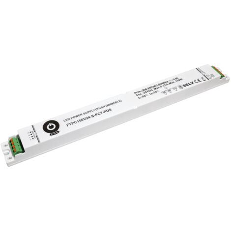 FTPC150V24-S-PCT-PDS : Alimentation LED 24 V/6,25 A, boîtier plastique fin, bornes à insertion rapide…