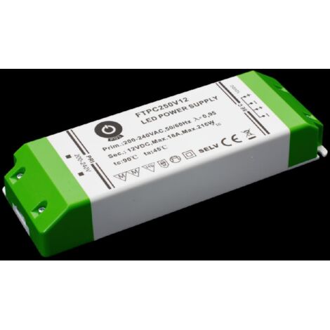 FTPC250V12 : Alimentation LED 12 V/18 A CV, boîtier plastique