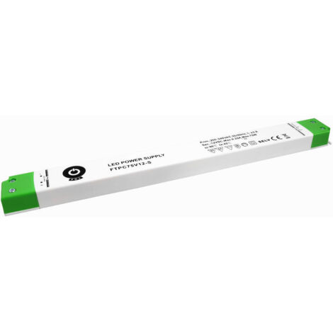 FTPC75V24-S : Alimentation LED 24 V/3,125 A CV, boîtier plastique linéaire, 304,6 x 30 x 16,7 mm