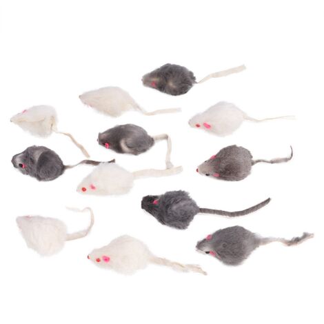 FTVOGUE 12 Pièces d'herbe à Chat Chat Jouet en Peluche Souris Chat Jouet Réaliste Intérieur Chat en Peluche Simulation Réaliste Souris Jouet
