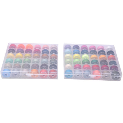 FTVOGUE 72 colori, trasparente con 2 pezzi di scatola per bobina in plastica filettata Accessori per macchina da cucire per cucito fai da te, materiali di alta qualità e adatti per (72