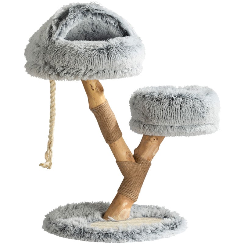 Fudajo Arbre à chat design 80cm en Forme de branche avec Peluche Poirier Tronc de grattage Grotte