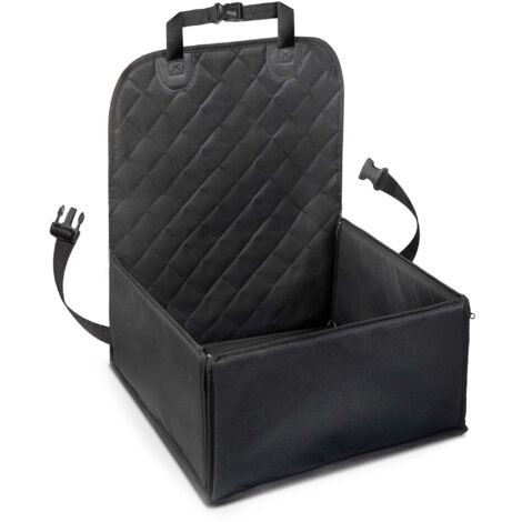 Fudajo Autositz für kleine bis mittlere Hunde 100x45 cm mit Sicherheitsgurt, Hundesitz für Vordersitz und Rücksitz, Schwarz