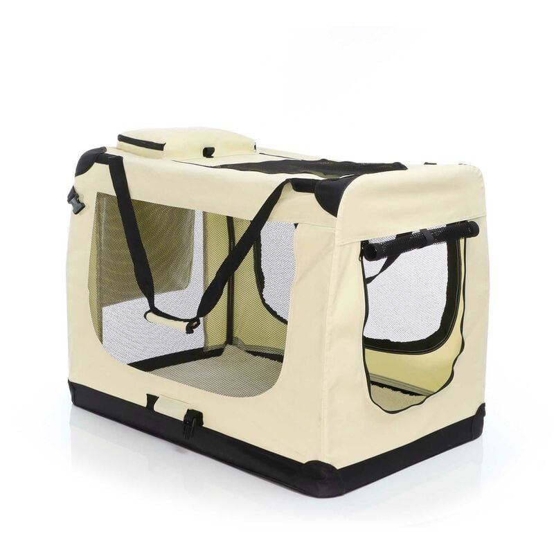 Fudajo - Caisse transport beige pliable pour animaux domestiques xxxl (101x68x70cm) Poignée Couverture
