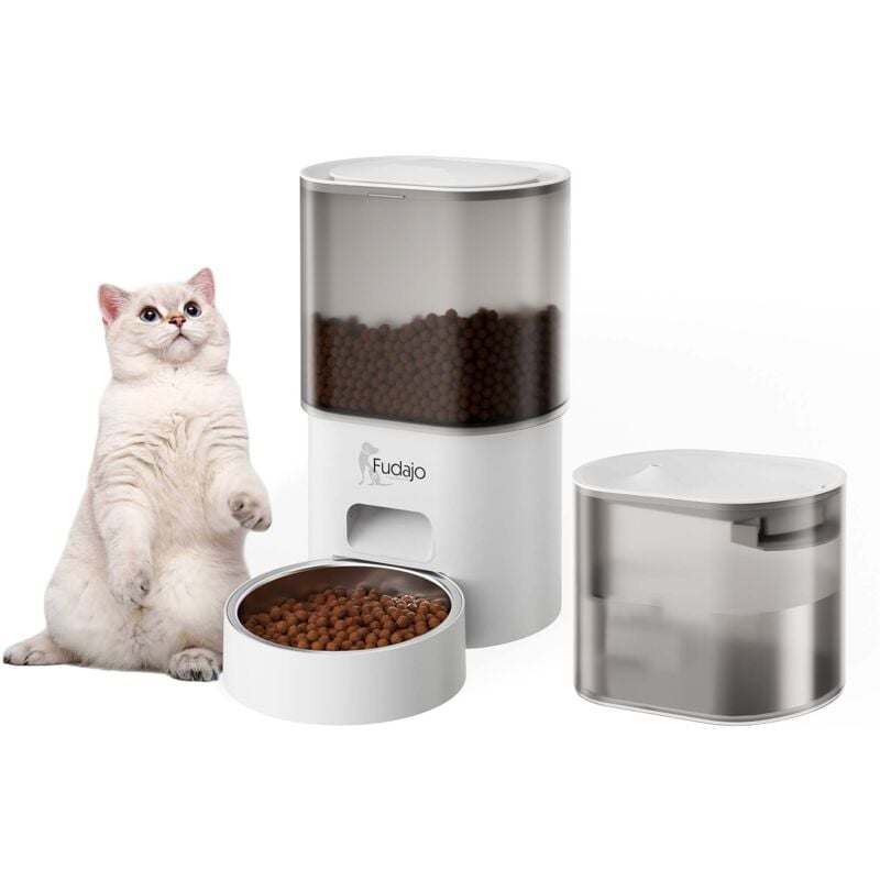 Fudajo - Distributeur de nourriture et d'eau 28,3 x 18 x 29,8 cm / 19,8 x 16,8 x 12,8 cm – mangeoire 3 l / abreuvoir 2,5 l – nourrisseur alimentaire