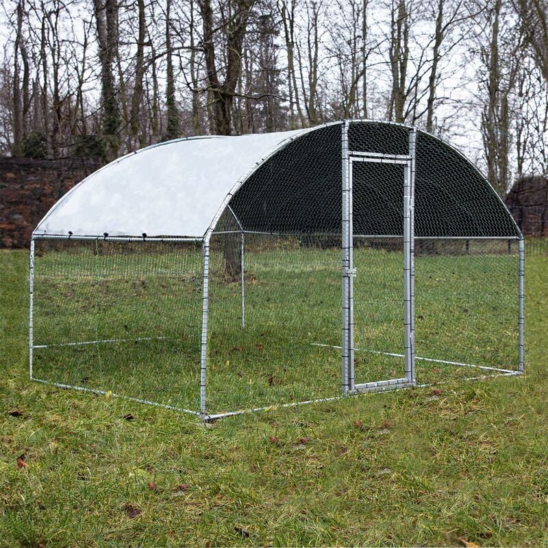 Wiltec Parc enclos xxl pour petits animaux domestiques – 2 x 3 x 2 m – en Acier – Clôture verrouillable avec Toit grillagé et Bâche – Cage lapin