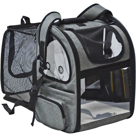 Fudajo Mochila para mascotas transportín para perros y gatos hasta 6kg malla ventanas bolsa viaje