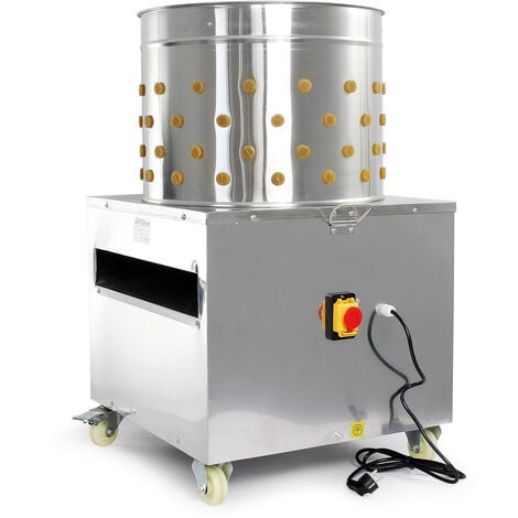 Fudajo Plumeuse à volailles – 565 x 560 x 945 mm – en Acier fin – 1500 W – avec Tambour Ø 50 cm, Raccord eau, 130 doigts, roulettes – pour Plumaison canards poules poulets gibier – Matériel boucherie