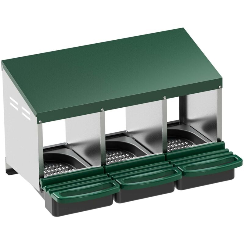 Pondoir pour poule 81 x 52 x 48 cm 3x Bac de récupération Ponte Poulailler Nichoir Extérieur Trous d'aération Circulation d'air Montage au mur