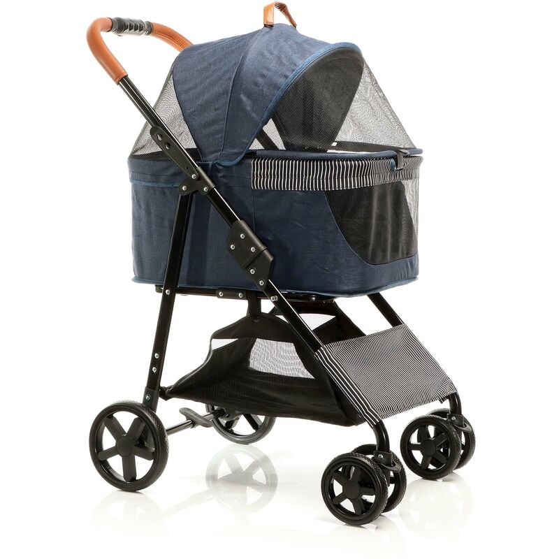 Fudajo - Poussette pliable pour chiens et chats 2 en 1 – Capacité max. 20 kg – Bleue – en Acier et eva – avec Sac de transport amovible – Buggy