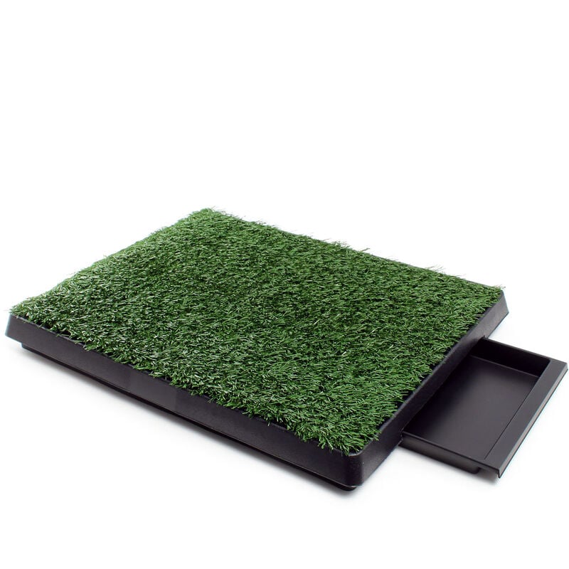 Toilette pour chiens – 63 x 51 cm – avec Gazon artificiel et Bac collecteur – Support Dressage de Chiots Chiens, Éducation Propreté Hygiène - Fudajo
