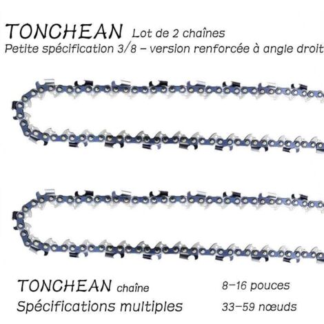 Führungsschiene und Kette für Kettensägen, Set mit 2 Ketten, 57 Glieder, für Kettensägen, 40 cm (16 Zoll) Führungsschiene – Elektrolytisch gezahntes rechtwinkliges Segment