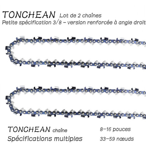 Führungsschiene und Kette für Kettensägen – Set mit 2 Ketten, 57 Glieder – Länge 40 cm (16 Zoll) – Verstärktes rechtwinkliges Modell – 16 Zoll