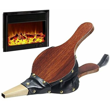 Fuelle para chimenea, 39 x 17 cm, grande, de madera, para fogatas, soplador, fuelle, boquilla de hierro fundido para parrilla de barbacoa para acampar al aire libre—
