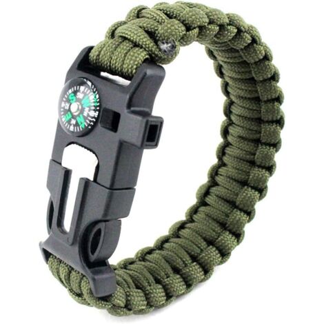 Fünf-in-Eins-Überlebensarmband mit Kompass, Feuerstein und Pfeife für Jagd und Angeln – Outdoor-Accessoire