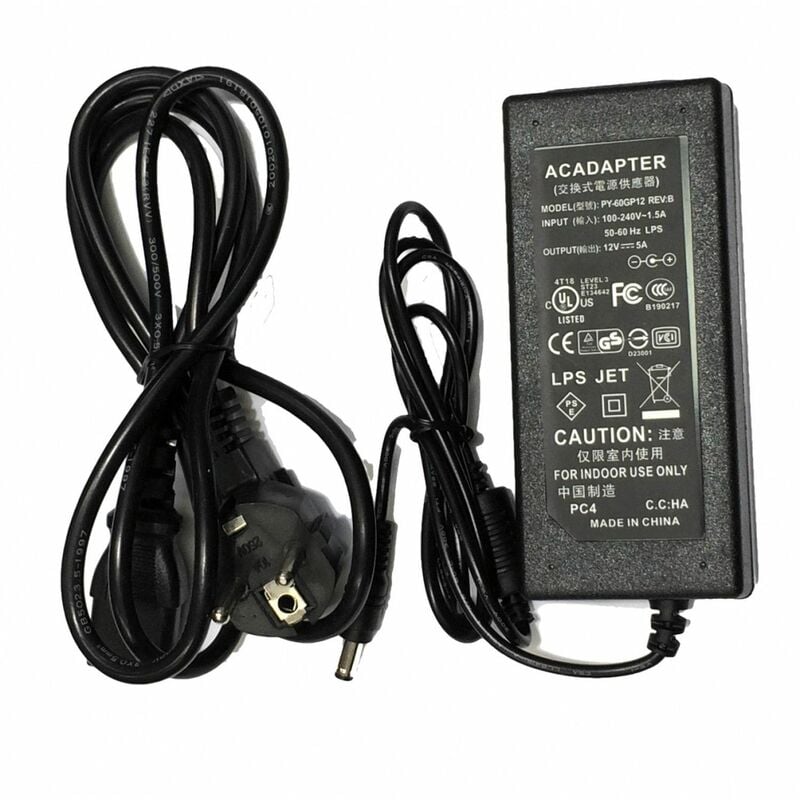 

Fuente alimentacion 12V 5A conector 5,5mm para tiras de leds , y monitores lcd,led de diversas marca