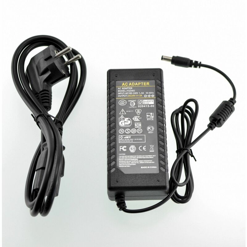 

Fuente alimentacion 24V 3A conector 5,5mm para tiras de leds , y monitores lcd,led de diversas marca