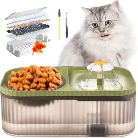 Fuente automática ultra silenciosa para gatos, comedero para mascotas, bomba inteligente para fuente de perros, 3 l con filtro, verde