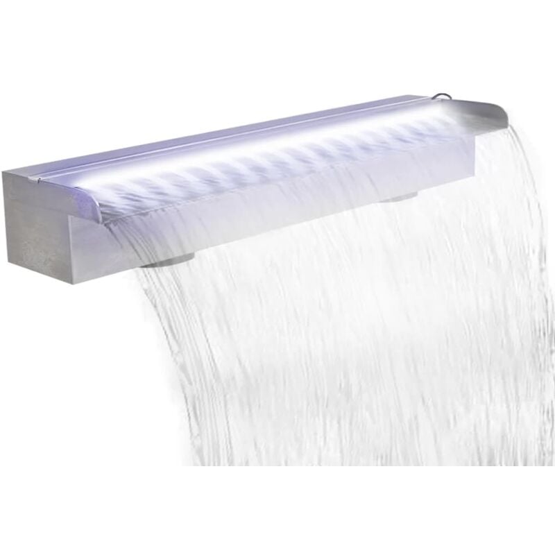 

Fuente cascada rectangular LED para piscina acero inoxidable 60 cm