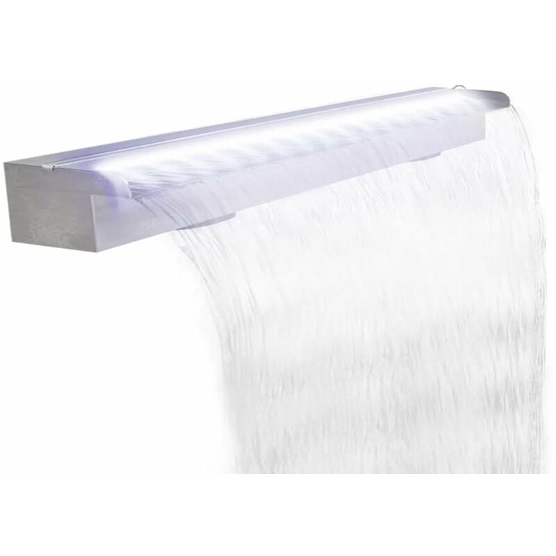 

Fuente cascada rectangular LED piscina acero inoxidable 120 cm