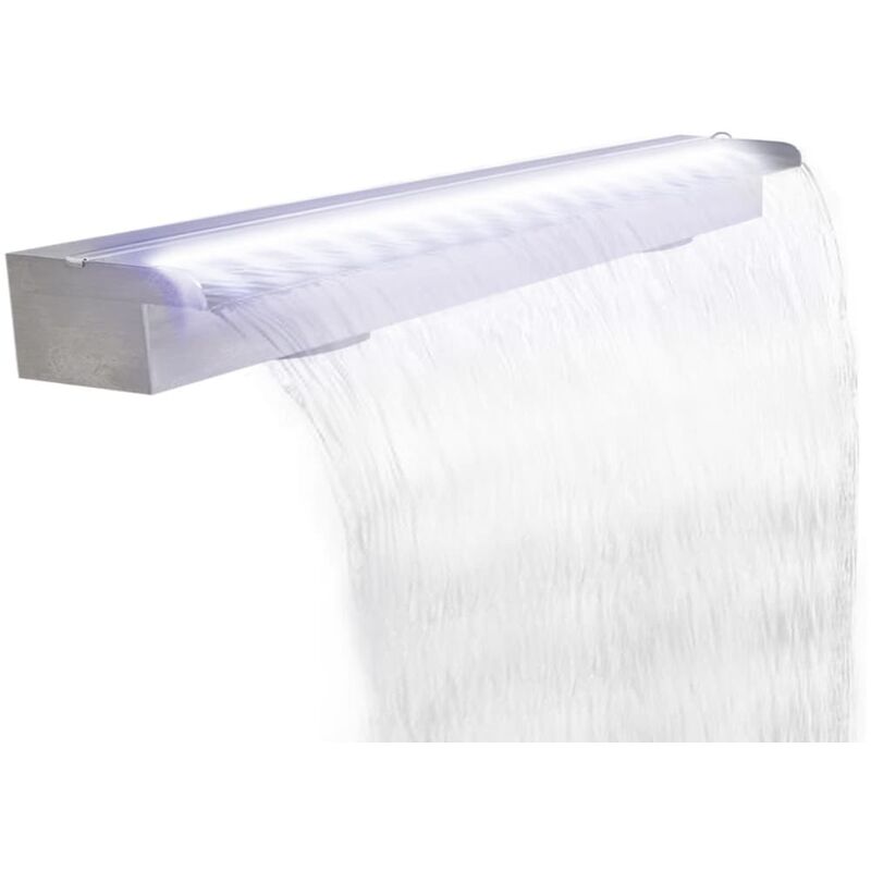 

Fuente cascada rectangular LED piscina acero inoxidable 120 cm