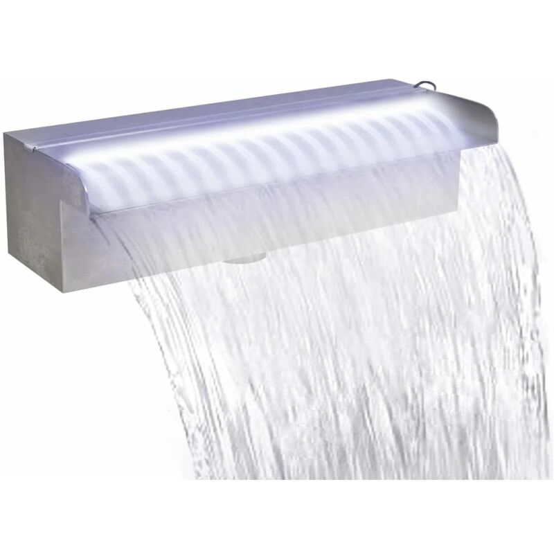 

Fuente cascada rectangular LED piscina acero inoxidable 30 cm