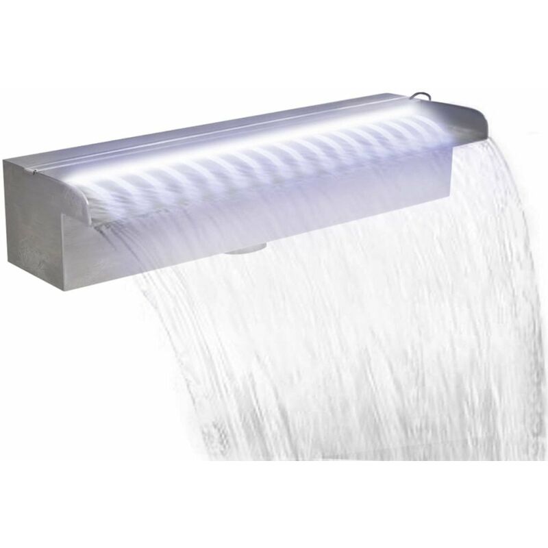 

Fuente cascada rectangular LED piscina acero inoxidable 45 cm