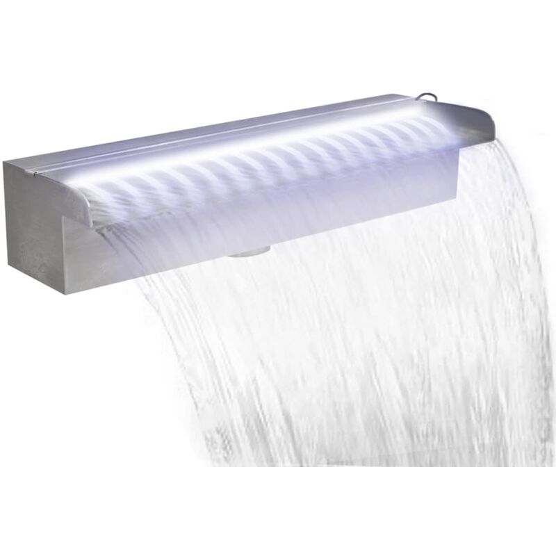 

Fuente cascada rectangular LED piscina acero inoxidable 45 cm