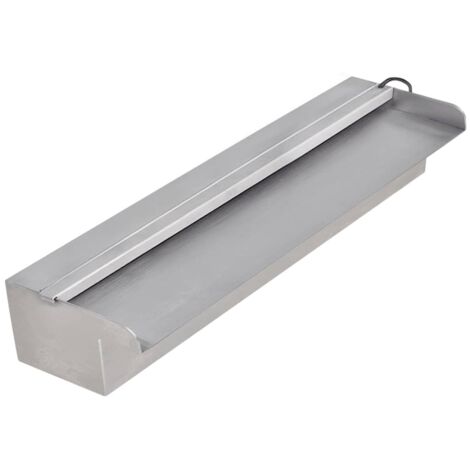 Fuente cascada rectangular LED piscina acero inoxidable 45 cm