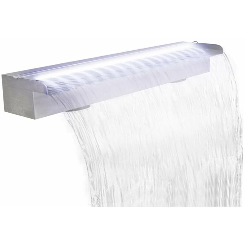 

Happyshopping - Fuente cascada rectangular LED piscina acero inoxidable 90 cm