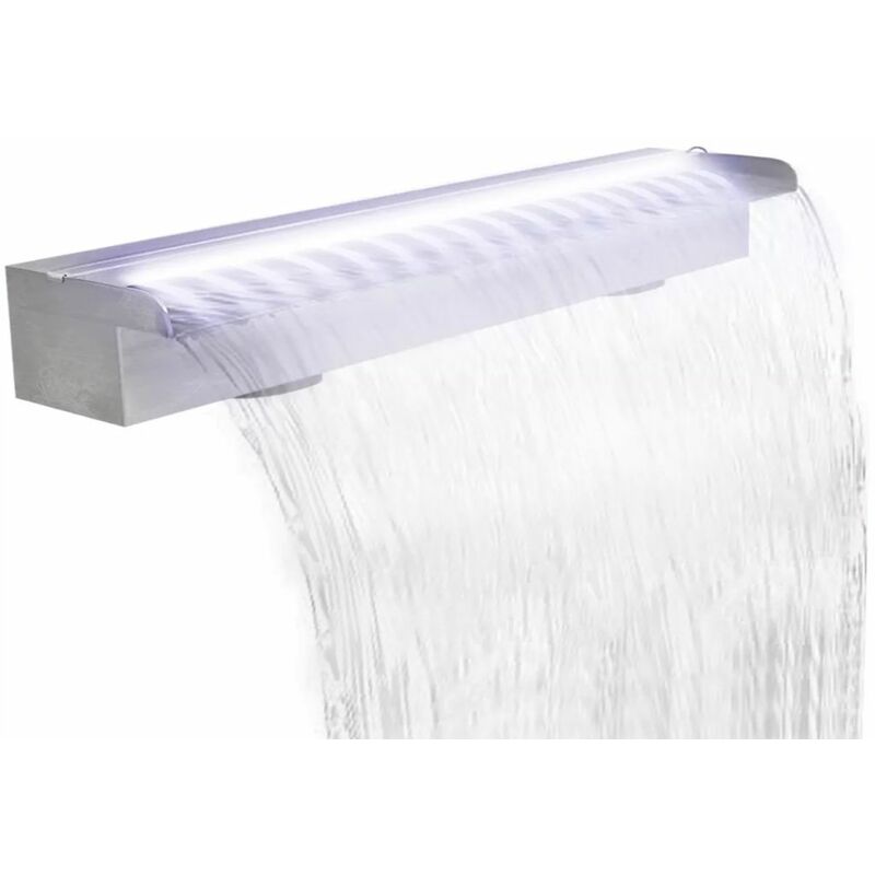 

Fuente cascada rectangular LED piscina acero inoxidable 90 cm