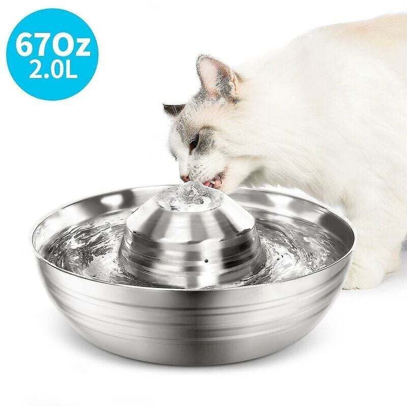 XVX - Fuente de acero inoxidable para mascotas, fuente para gatos, fuente para perros, cuenco para mascotas, fuente de alimentación...