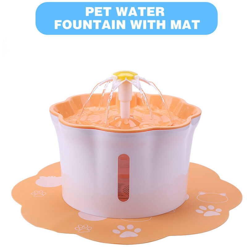 

Fuente de agua automatica para mascotas de 2.6L, dispensador de agua electrico silencioso para beber, cuenco alimentador,Fuente de agua naranja, con