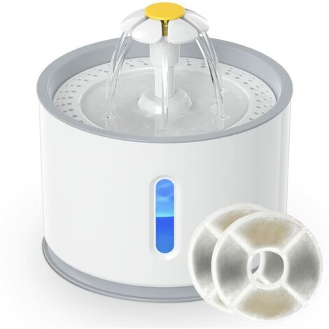 Fuente de agua automática para perros y gatos de 2,4 l, dispensador de agua silencioso con ventana LED para el nivel de agua y filtro de carbón activado.