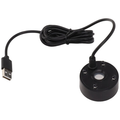 Fuente de agua con nebulizador USB, luces LED de colores de 5 V y atomizador ultrasónico para estanques, jardines de rocas, acuarios y fregaderos (negra).